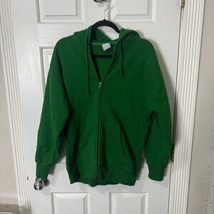 Aritzia TNA Boyfriend Fleece Hoodie Zip up Juniper Green​​​​​​​